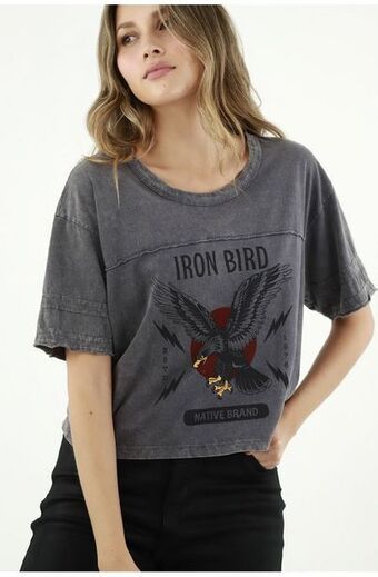 Tennis Camiseta estampada gris para mujer oferta