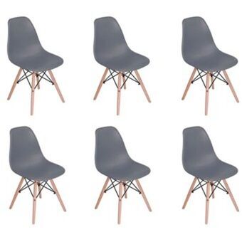Linio Kit 6 sillas eames patas en madera para comedor - sala oferta