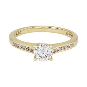 Kevin's Joyeros Anillo compromiso en oro amarillo de 18 kilates, con diamante central de 0.50 ct y decoración en diamantes de 0.11 ct oferta