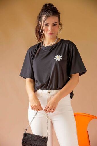 Pacífika Camiseta manga corta negro oferta