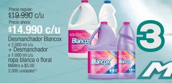 Jumbo Desmanchador blancox x 2.000 ml c/u + desmanchador x 1.000 ml c/u ropa blanca o floral oferta
