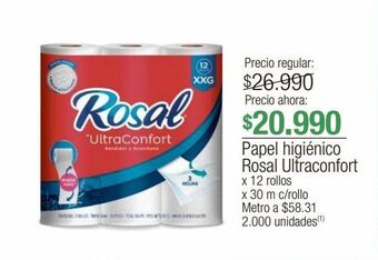 Jumbo Papel higiénico rosal ultraconfort x 12 rollos x 30 m c/rollo oferta