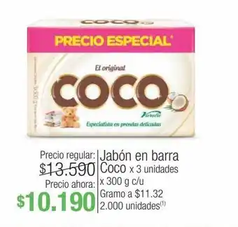 Jumbo Jabón en barra coco x 3 unidades x 300 g c/u oferta