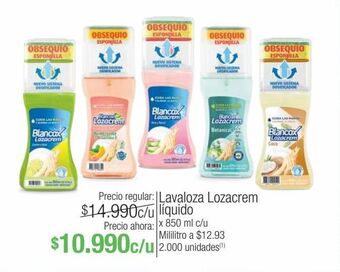 Jumbo Lavaloza lozacrem líquido x 850 ml c/u oferta
