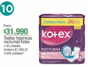 Jumbo Toallas higiénicas nocturnas kotex x 30 unidades oferta