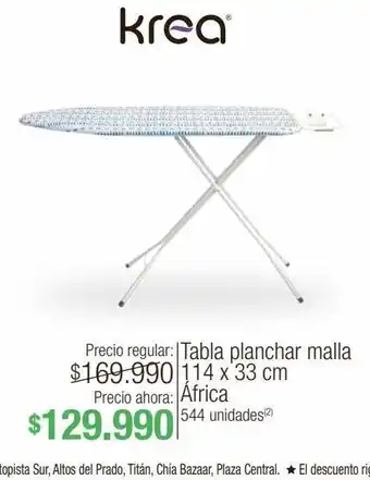Jumbo Tabla planchar malla 114 x 33 cm áfrica oferta
