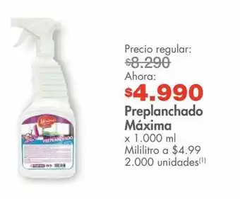 Metro Preplanchado máxima x 1.000 ml oferta