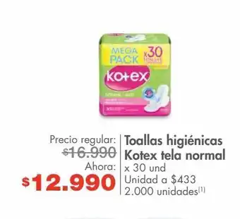 Metro Toallas higiénicas kotex tela normal x 30 und oferta