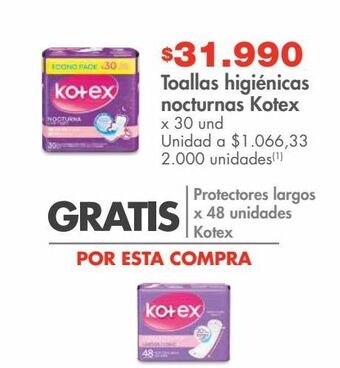 Metro Toallas higiénicas nocturnas kotex x 30 und oferta