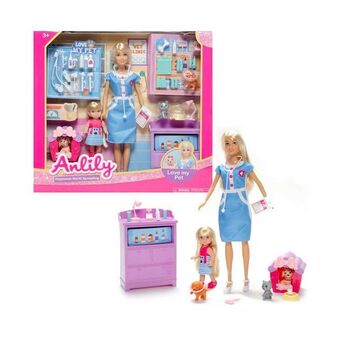 Alkosto Muñeca clínica veterinaria con muñeca pequeña y mascotas 29 cm anlily oferta