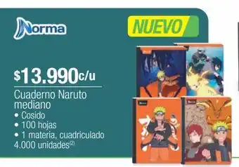 Jumbo Cuaderno naruto mediano oferta