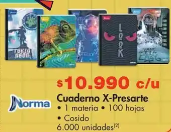 Metro Cuaderno x-presarte • 1 materia • 100 hojas • cosido oferta