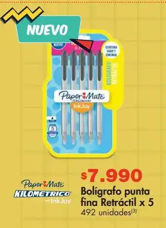 Metro Bolígrafo punta fina retráctil x 5 oferta