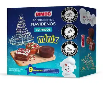 Merqueo Mini ponquecitos navideños bimbo x9 und sabores surtidos 171g oferta