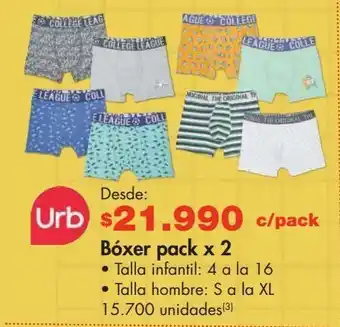 Metro Bóxer pack x 2 • talla infantil: 4 a la 16 • talla hombre: s a la xl oferta