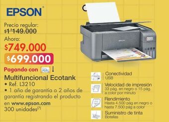 Metro Epson multifuncional ecotank • ref. l3210 oferta