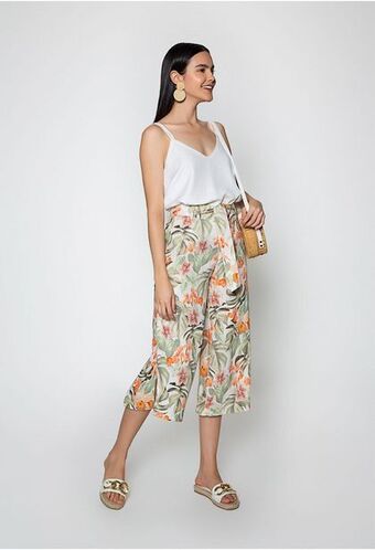 ELA Pantalon culotte tiro alto con abertura oferta