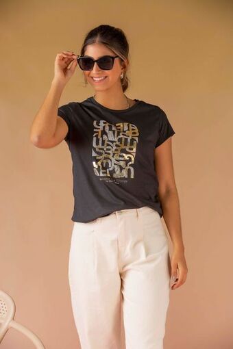 Pacífika Camiseta manga corta negro oferta