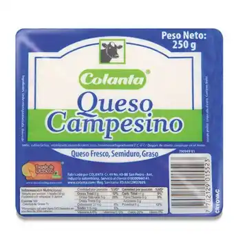 Queso campesino colanta bloque 250g