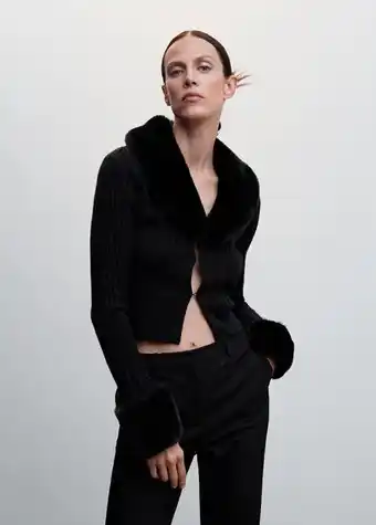 Mango Cárdigan cuello pelo desmontable oferta