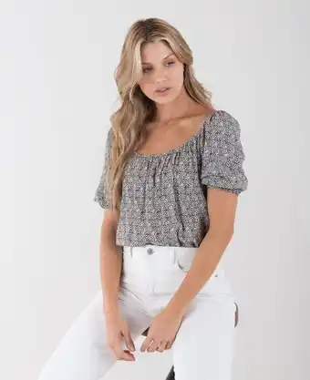 Naf Naf Camisa para mujer beige manga corta con lunares estampados oferta