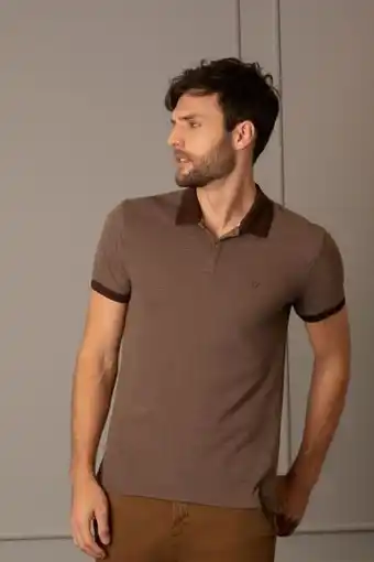 Vélez Polo rosa para hombre detalles jacquard cafe oferta