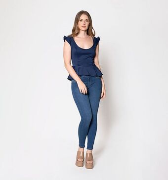 Studio F Blusa manga sisa con peplum oferta