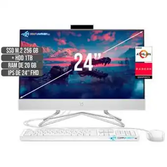 Linio Todo en uno hp amd athlon gold 3150u ssd 256gb+hdd 1tb ram 20gb fhd 23.8 ips oferta