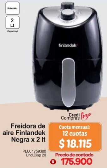 Freidora de Aire Finlandek Negra 2L