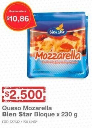 Makro Queso Mozarella Bien Star Bloque 230g oferta