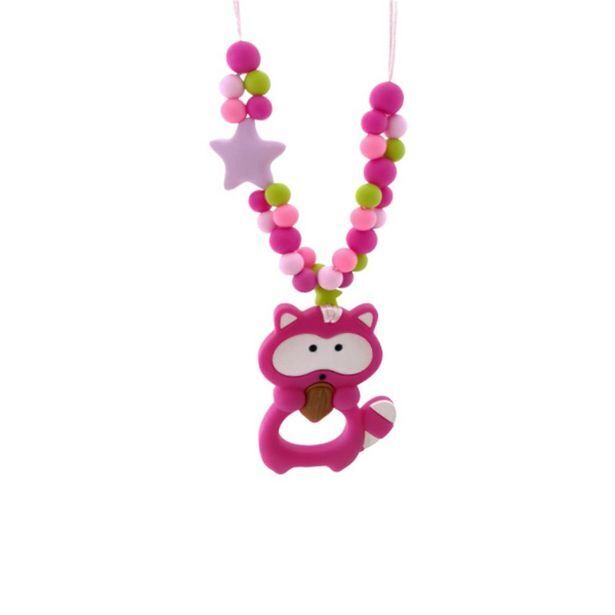 Éxito Collar de lactancia entrelazado colores vivos con figura mapache oferta