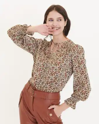 Julio Blusa floral puños enresortados oferta