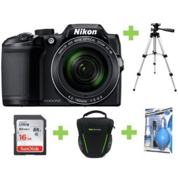 Linio Cámara digital nikon coolpix b500 16 mp zoom 40x full hd negro+bolso+16gb+kit+tripode oferta