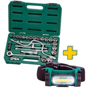Linio Juego copas 1/2 milimétrico 28 piezas + linterna multiusos sata oferta