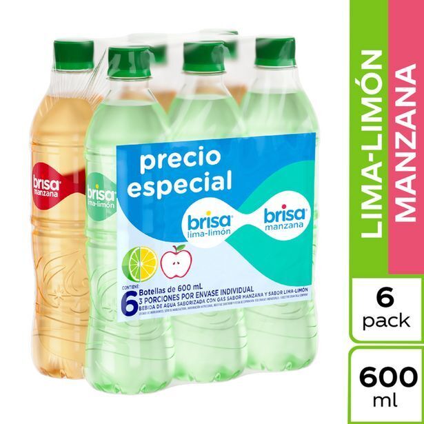 Merqueo Agua brisa saborizada surtida limon manzana 600ml x 6unds oferta