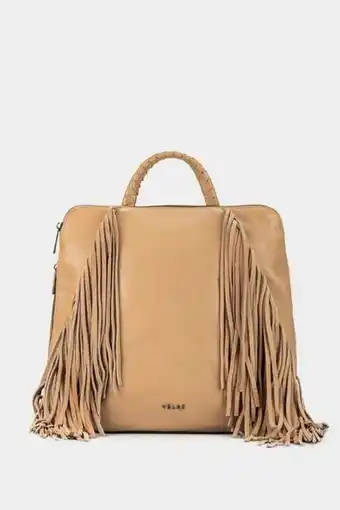 Morral romero de cuero para mujer flecos arena