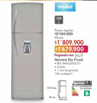 Metro Nevera mabe 230l oferta