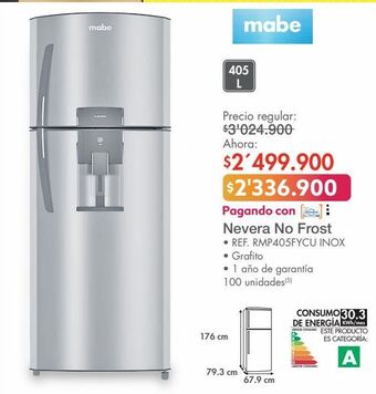 Metro Nevera mabe 405l oferta