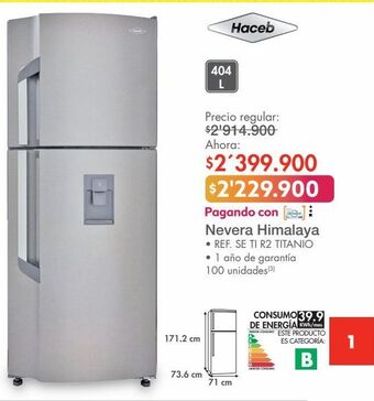 Metro Nevera haceb 404l oferta