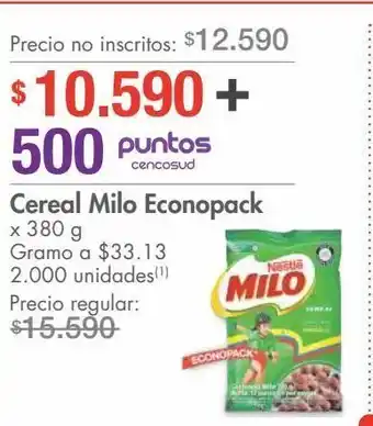 Metro Cereal milo econopack x 380g oferta