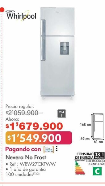 Metro Nevera whirlpool oferta