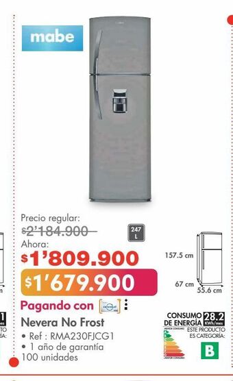 Metro Nevera mabe oferta