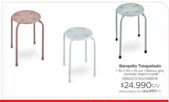 Easy Banquito troquelado • 30 x 30 x 45 cm • blanco, gris, lavanda, negro o verde 1256221/2/3/4/1288078 oferta
