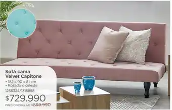 Easy Sofá cama velvet capitone • 182 x 90 x 81 cm • rosado o celeste 1256324/1315858 oferta