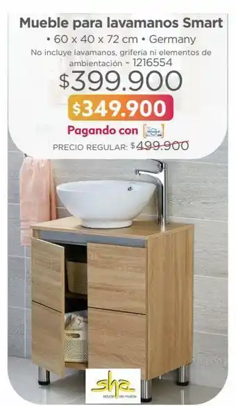 Easy Mueble para lavamanos smart • 60 x 40 x 72 cm • germany no incluye lavamanos, grifería ni elementos de ambientación - 1216554 oferta