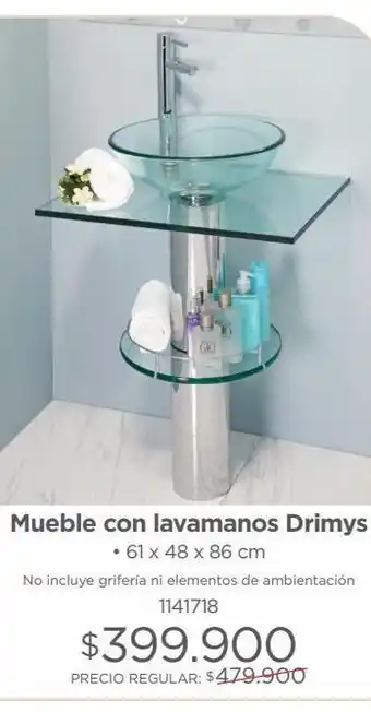 Easy Mueble con lavamanos drimys • 61 x 48 x 86 cm no incluye grifería ni elementos de ambientación 1141718 oferta