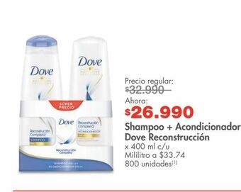 Metro Shampoo + acondicionador dove x 400ml oferta