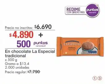 Metro En chocolate la especial tradicional x 500 g oferta
