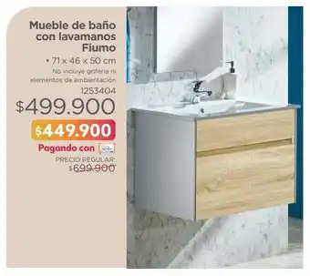 Easy Mueble de baño con lavamanos fiumo • 71 x 46 x 50 cm no incluye grifería ni elementos de ambientación 1253404 oferta