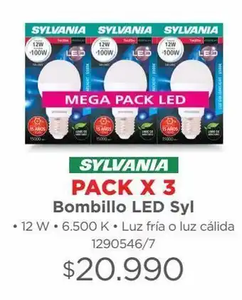 Easy Pack x 3 bombillo led syl • 12 w • 6.500 k • luz fría o luz cálida 1290546/7 oferta